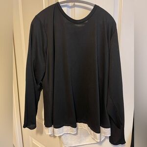 Bobeau Long Sleeve Top with Ivory Bow Detail